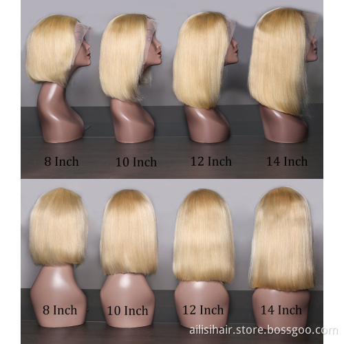 Cheap T Style 4*4 13*4 Bob Blond Frontal Wig Pre plucked 613 Frontal Wig Transparent Swiss HD Lace Front Bob Wigs Human Hair